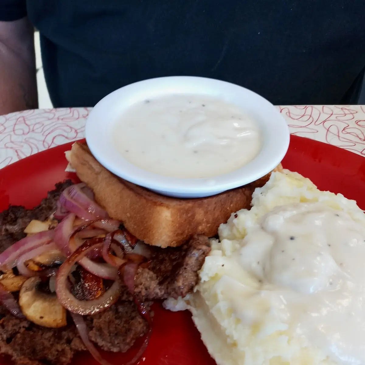 Hamburger Steak with Mashed Potatoes and Texas Toast