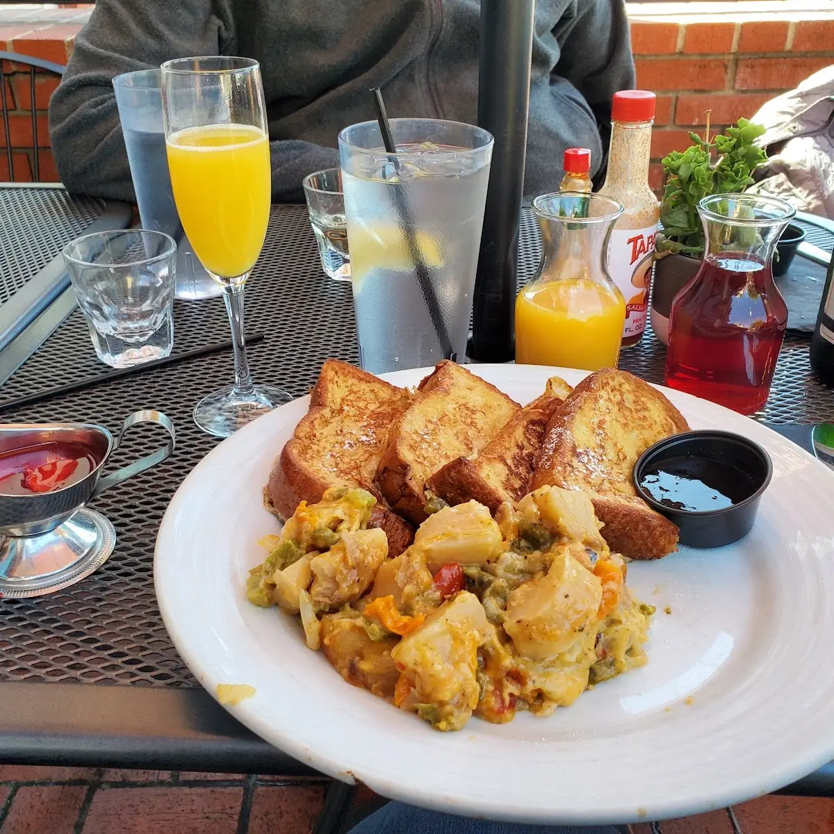 French Toast Breakfast with Cheesy Potatoes