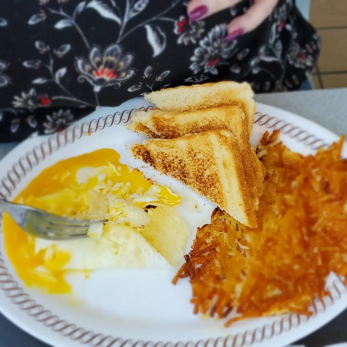 Eggs over Easy Hash Browns and Toast
