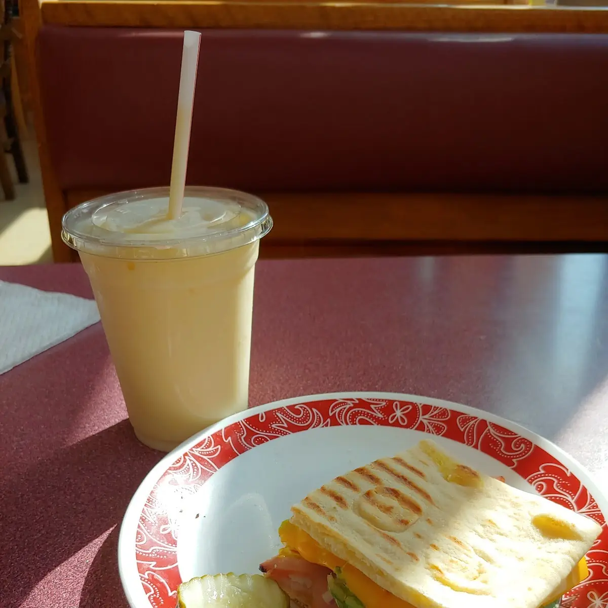 Club Panini and Mango-Pineapple Smoothie