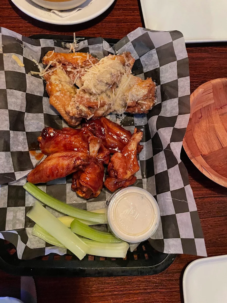 Chicken Wings Garlic Parmesan and Honey BBQ
