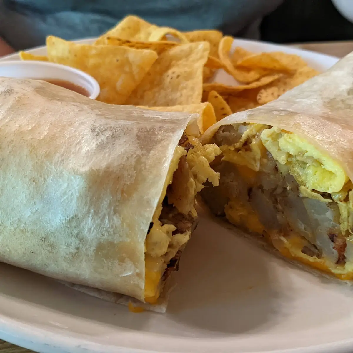 Breakfast Burrito with Chips and Salsa