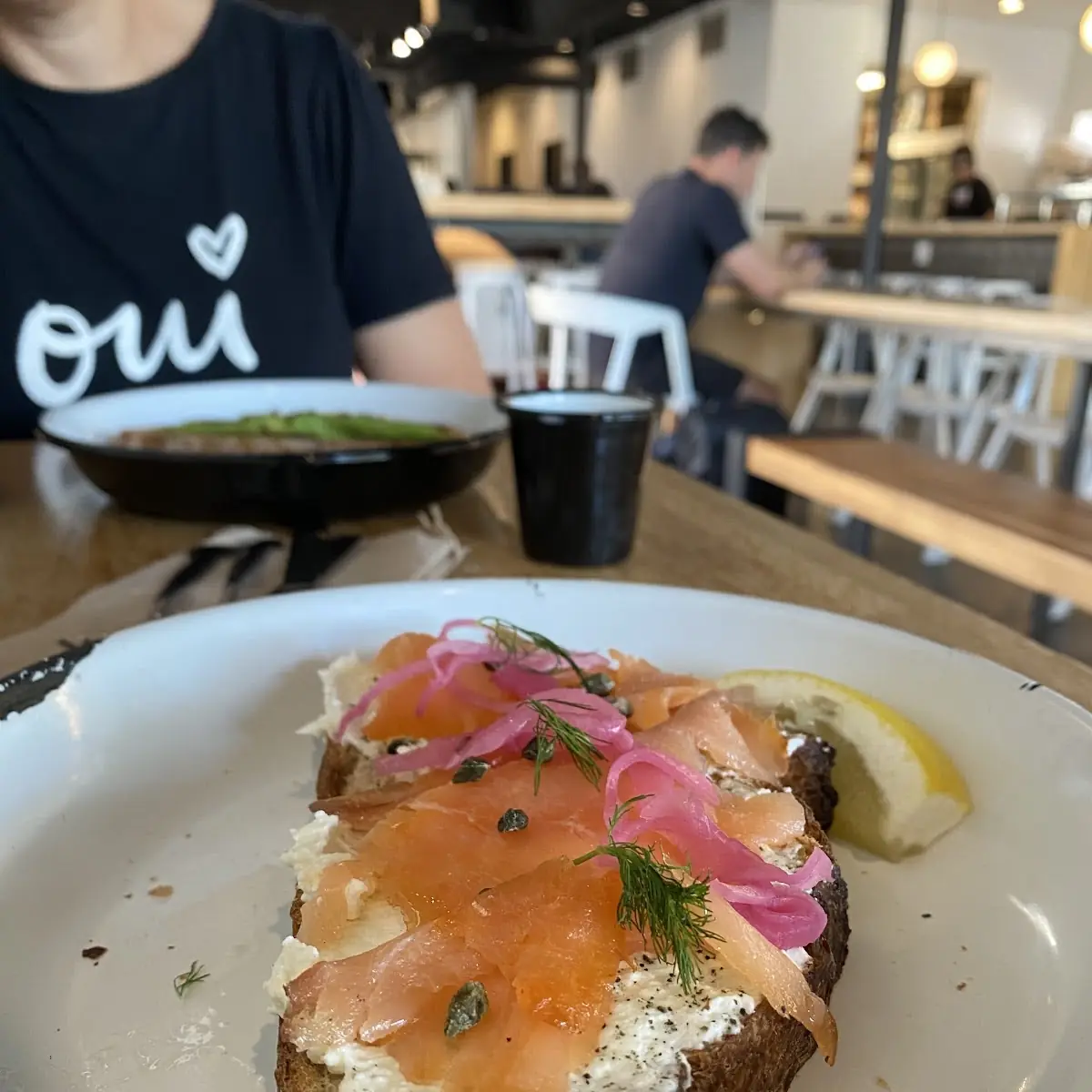 Smoked Salmon Toast and Latte