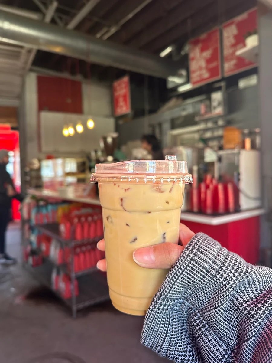 Iced Pistachio Rose Latte