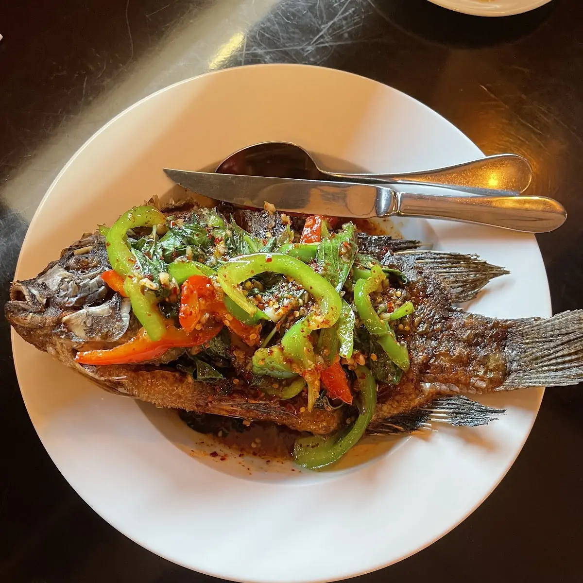 Tilapia w Basil Chili Sauce