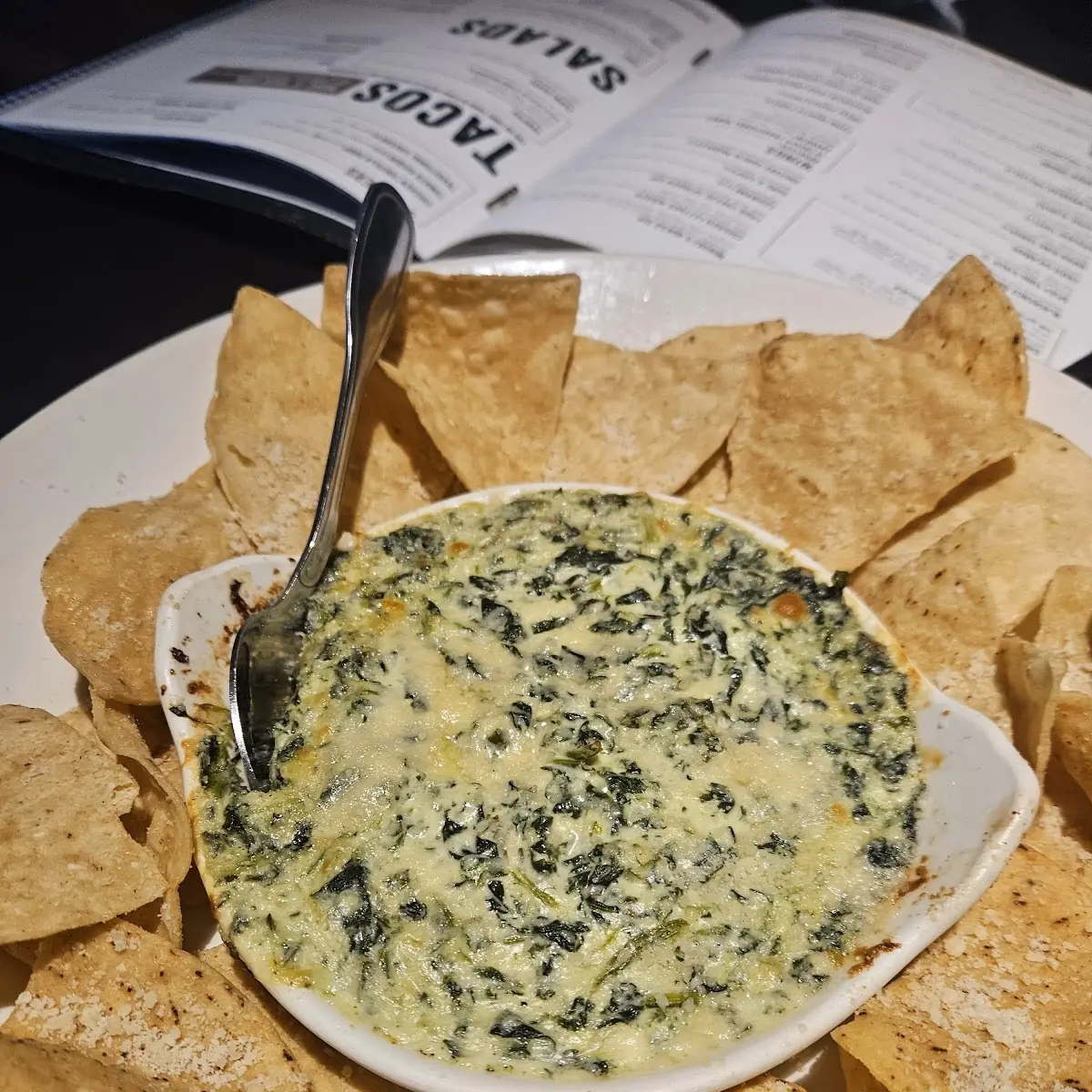 Creamy Spinach Dip with Tortilla Chips