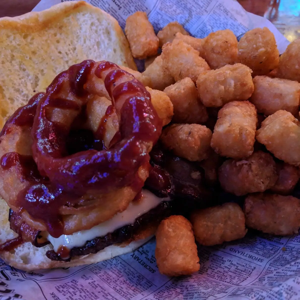 Rodeo Bacon Cheeseburger with Tater Tots