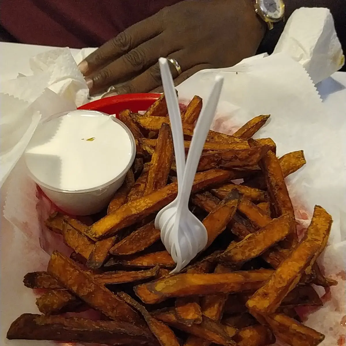 Sweet Potato with Marshmallow Dipping Sauce