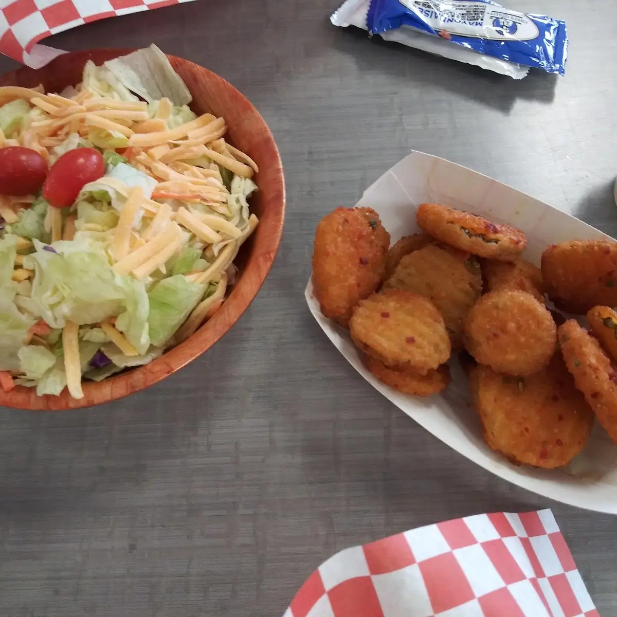 Side Salad and Fried Pickles