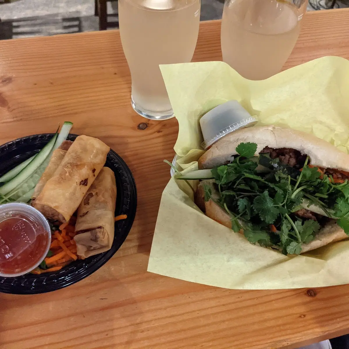 Egg Rolls and Grilled Pork Banh MI