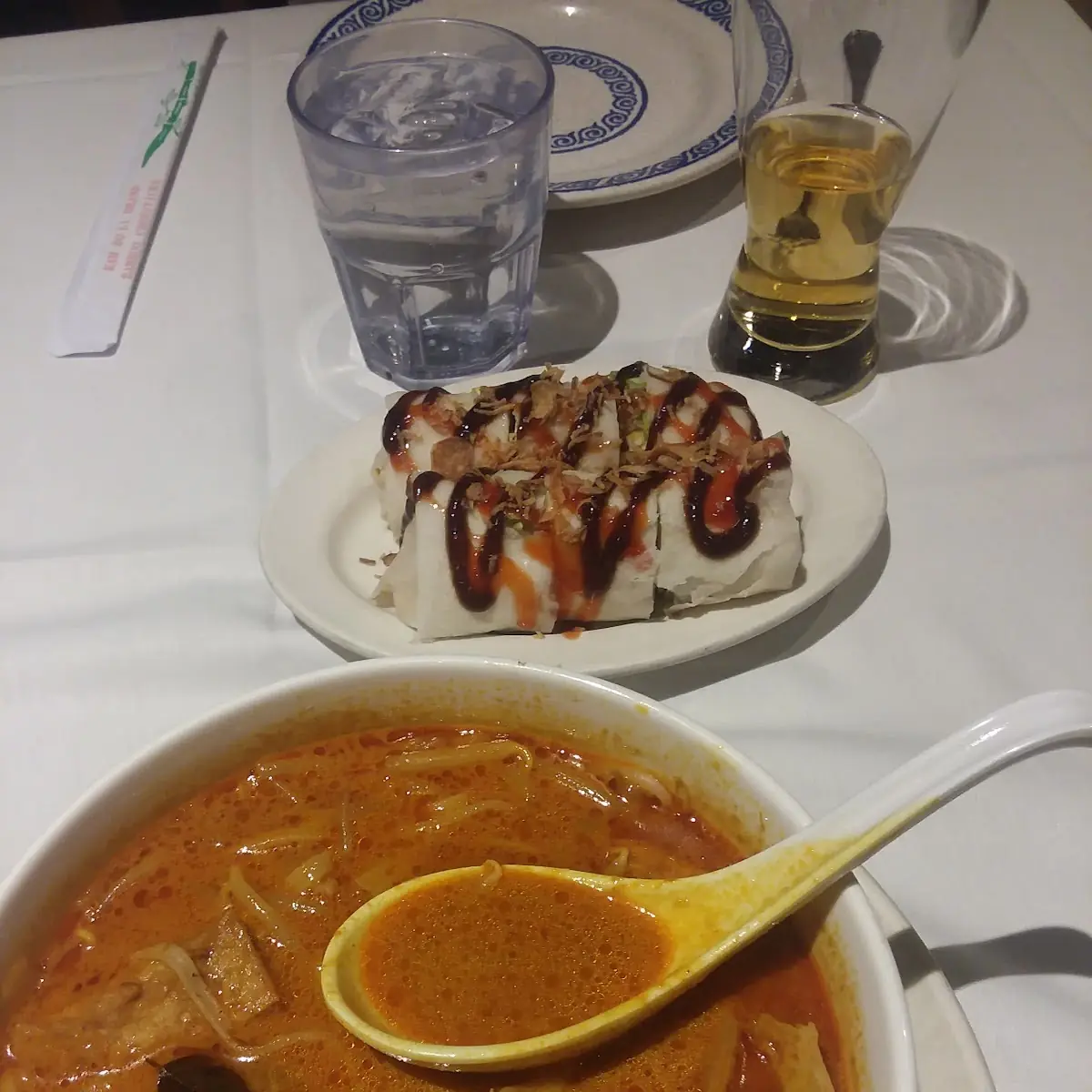 Popia Roll and Laksa Noodle Soup