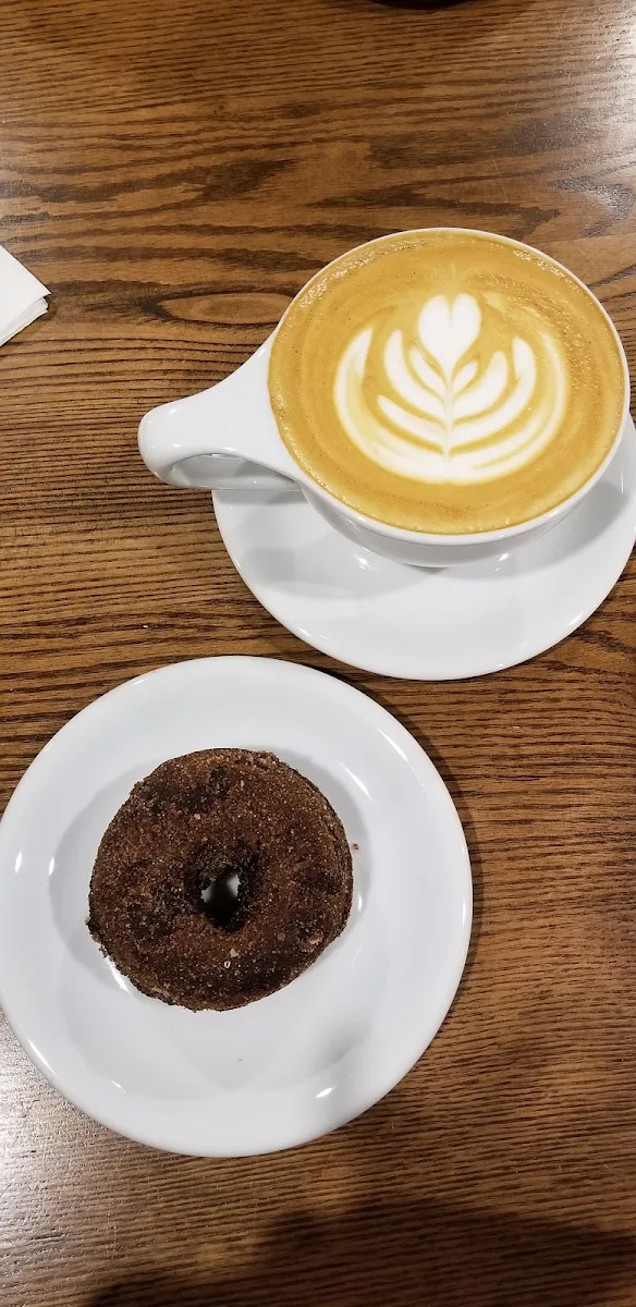 Hazelnut Latte and Gluten Free Doughnut