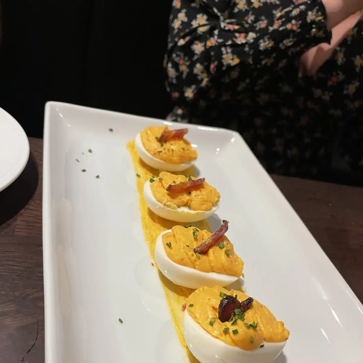 Deviled Eggs with Candied Bacon