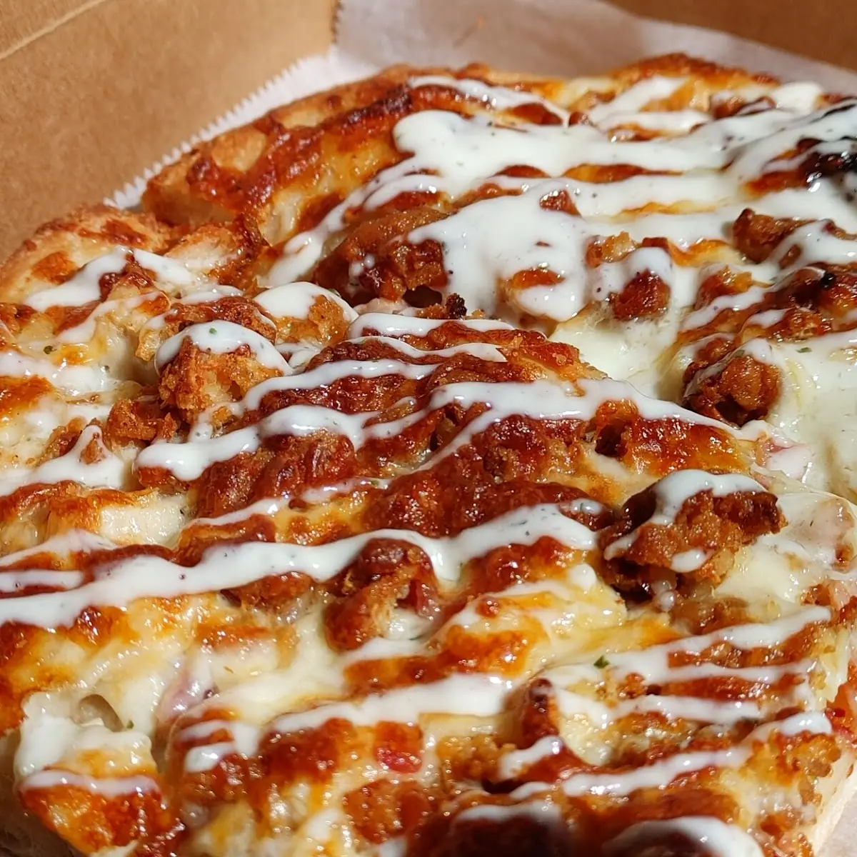 Cheese Pizza Slice Bacon and Ranch Dressing