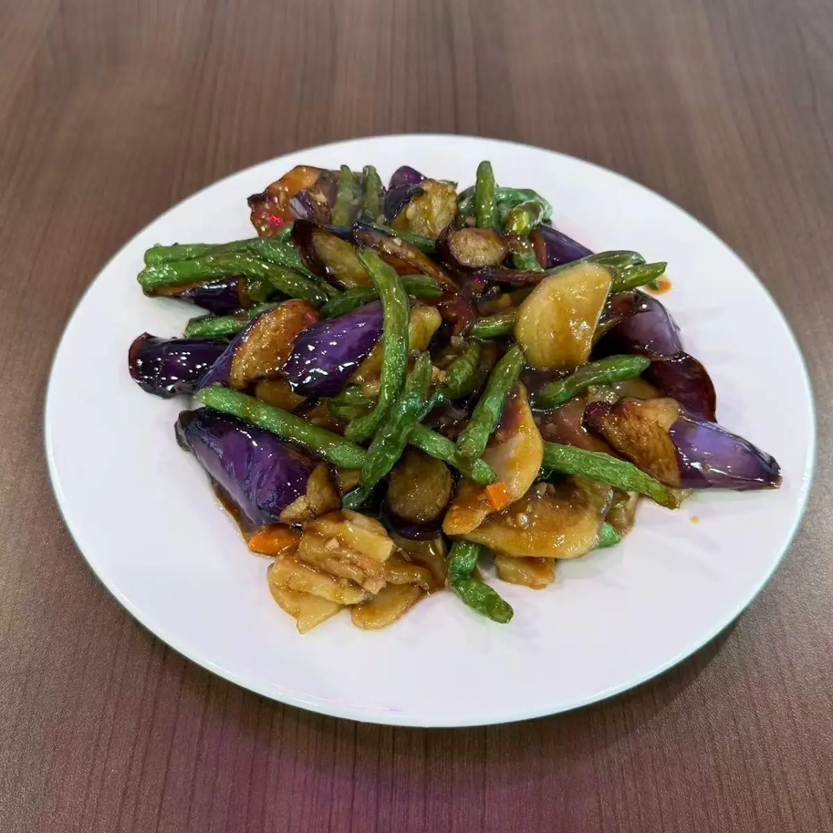 Stir Fried Eggplant String Beans and Potato