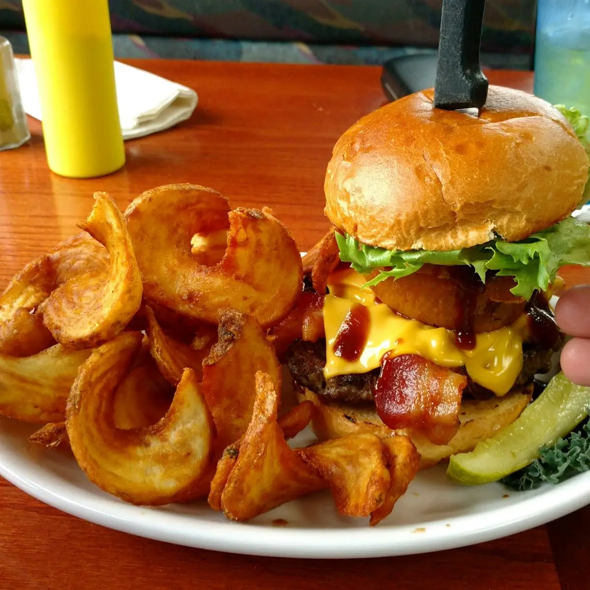 Bacon Cheeseburger with Curly Fries