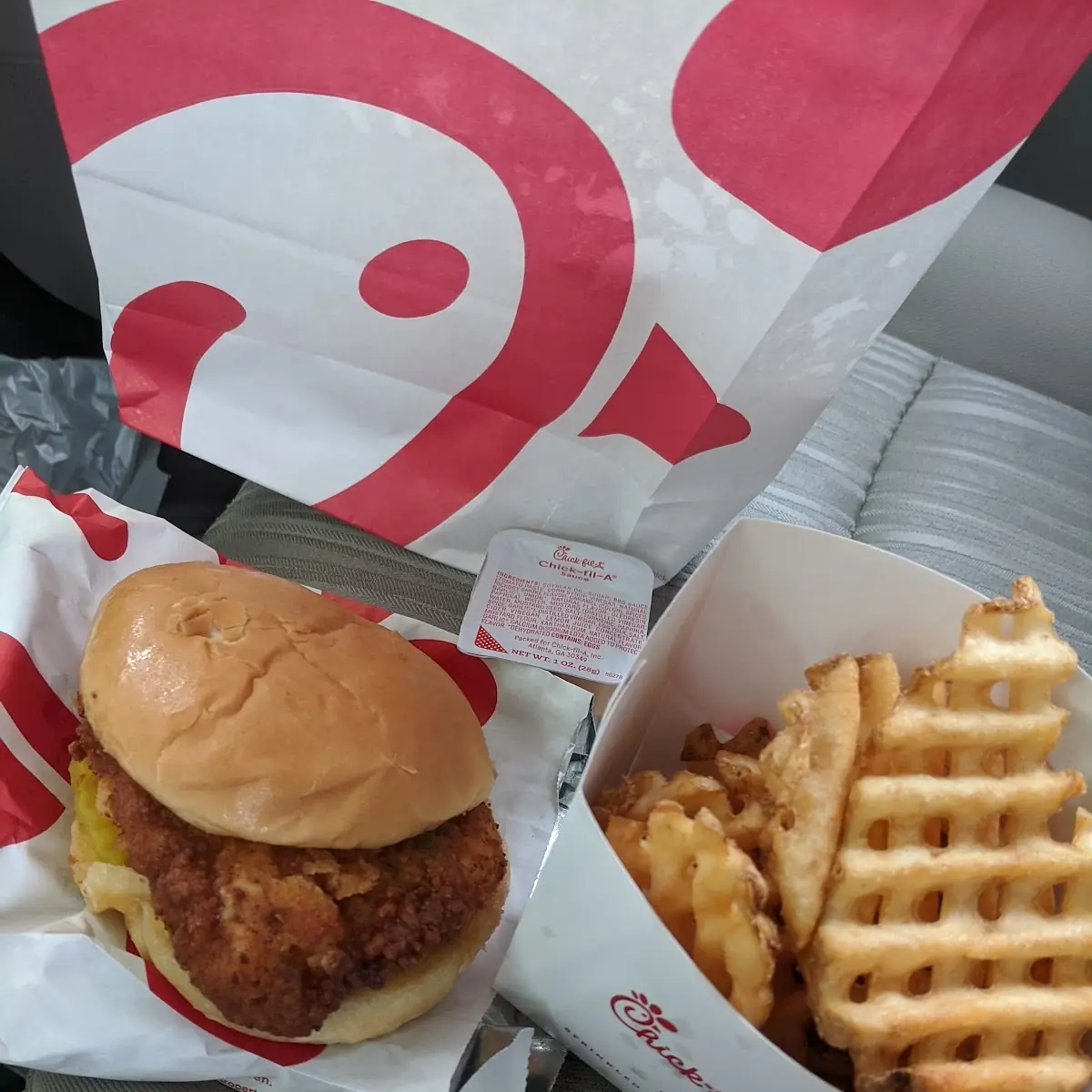Chicken Sandwich and Waffle Fries