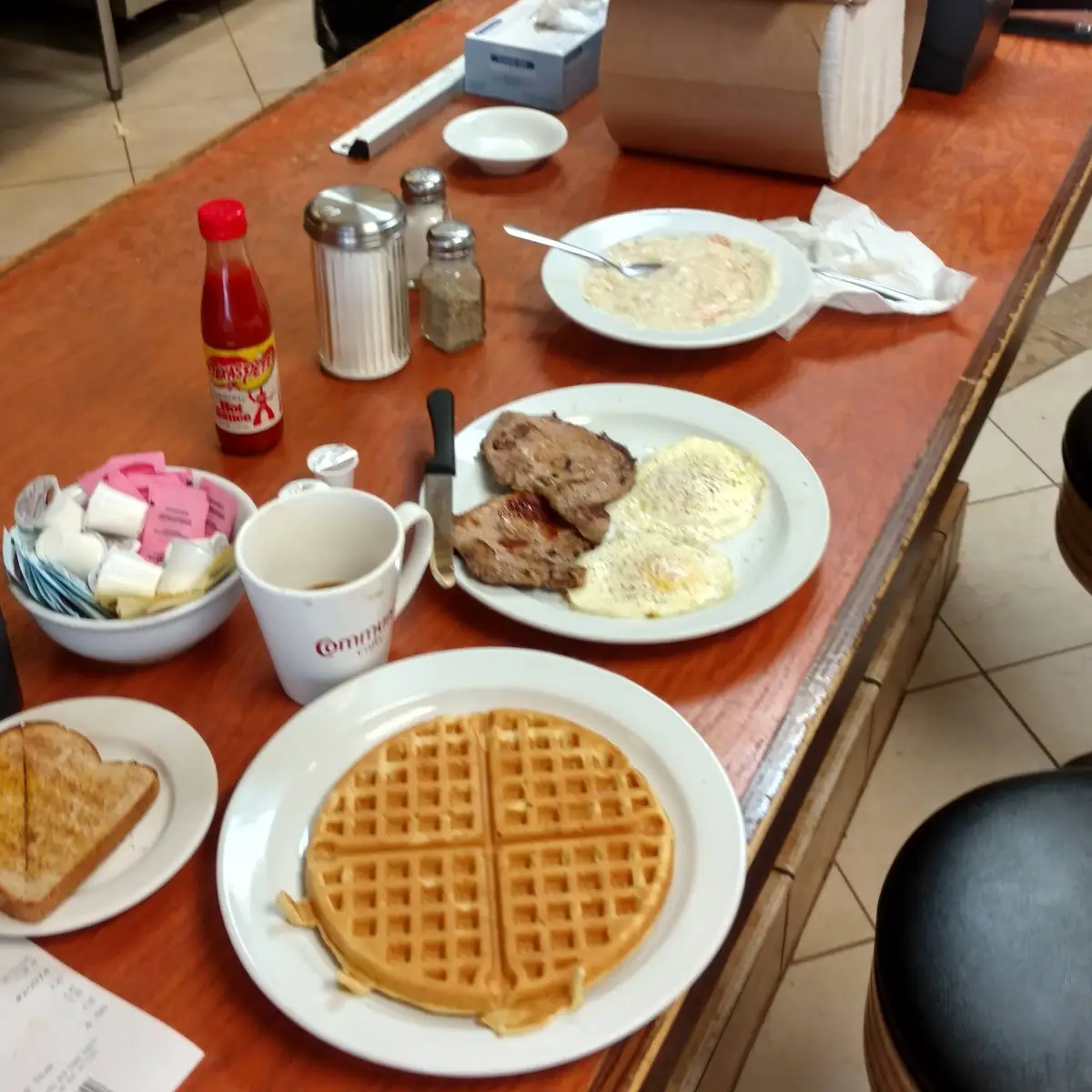 Pork Chops and Eggs and Toast