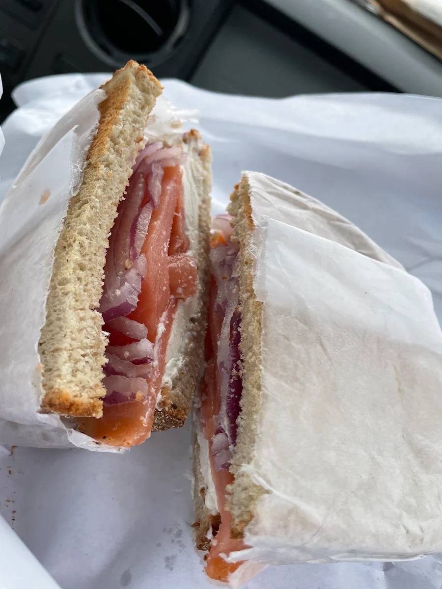 Lox Cream Cheese Onion on Rye