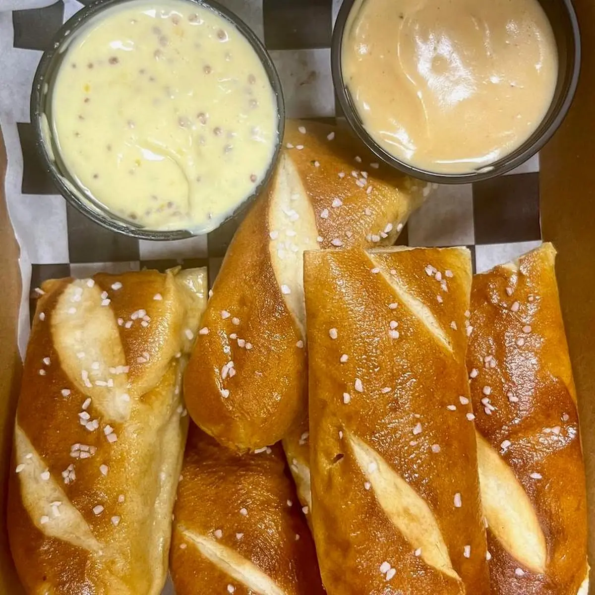 Warm Pretzels with Mack's Pub Mustard and Beer Cheese