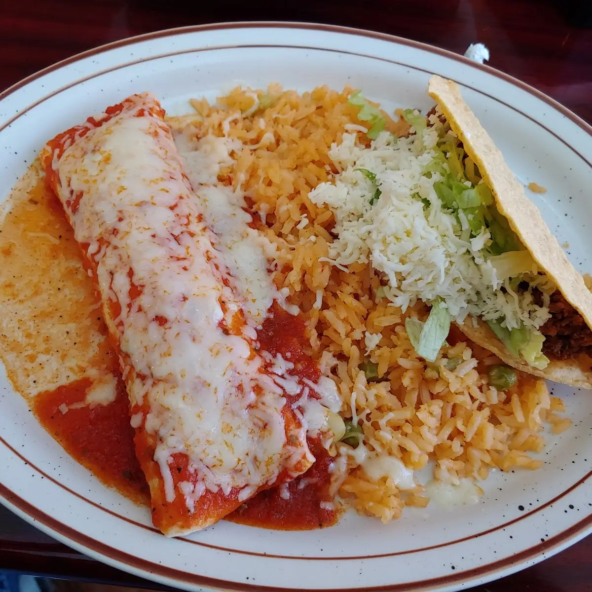 Beef Burrito Rice & Beans w Taco