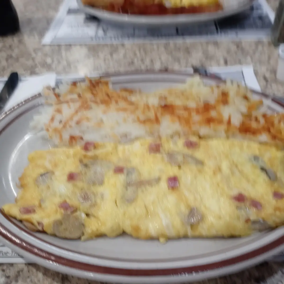 Ham Cheese and Mushroom Omelette Hash Browns