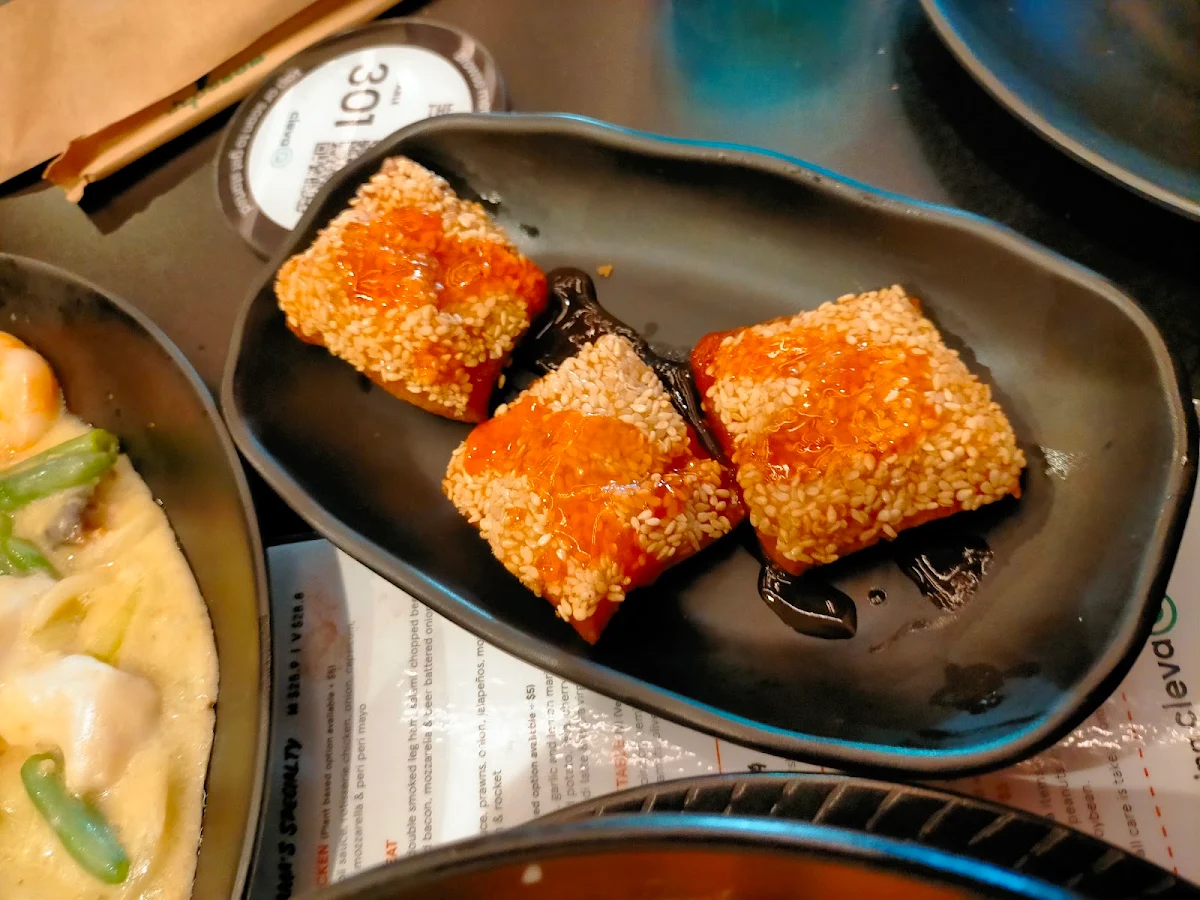 Deep Fried Sesame Prawn Toast, Red Panda Noodles