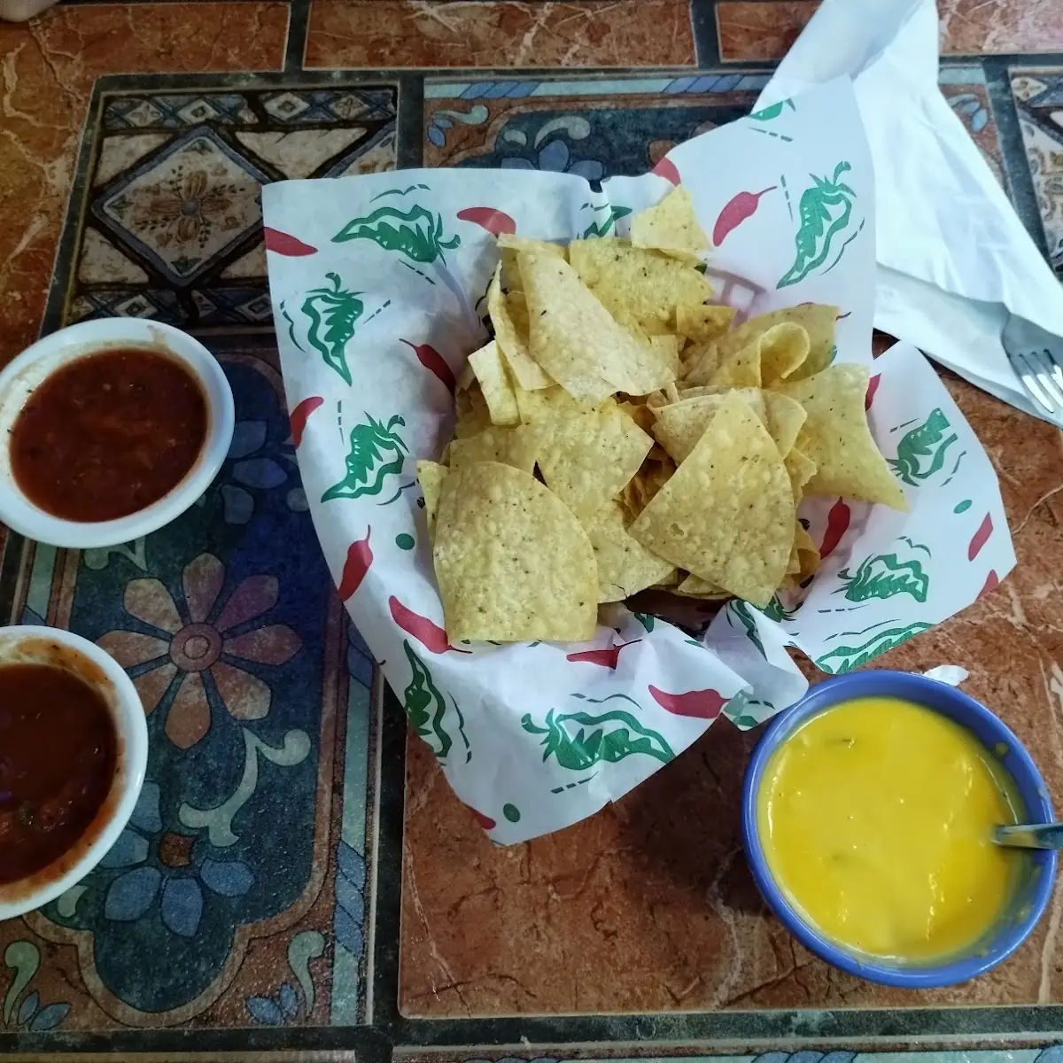 Chips Salsa and Queso