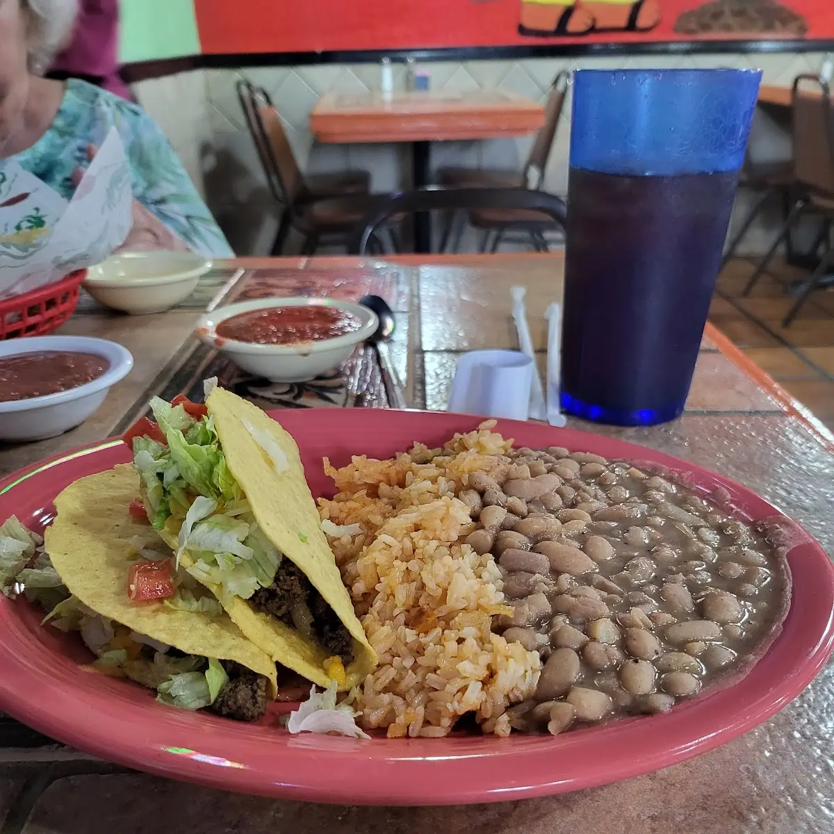 Taco Plate with Beans and Rice