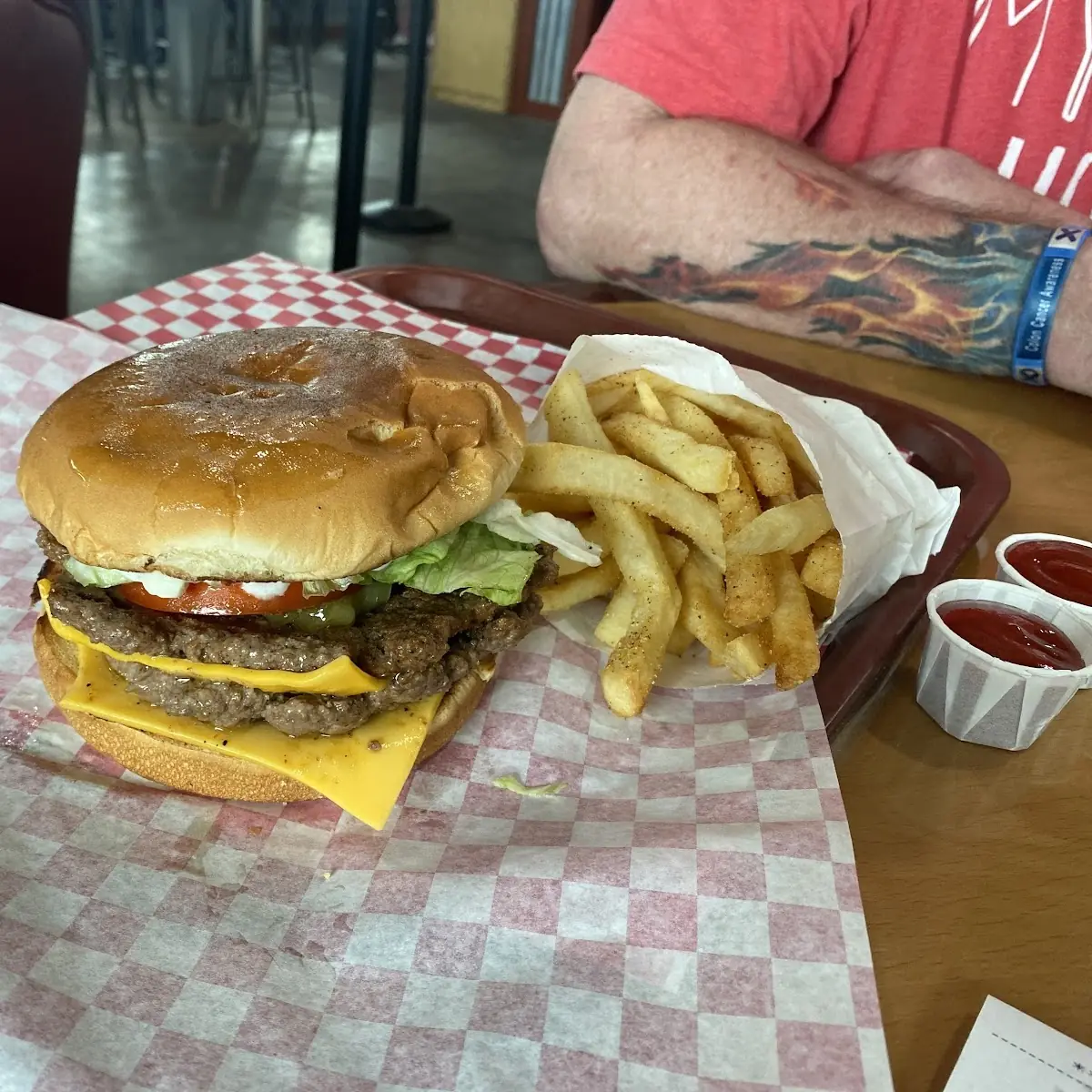 Fries Fried Pickles Spicy Chicken Sandwich Mushroom Swiss Burger
