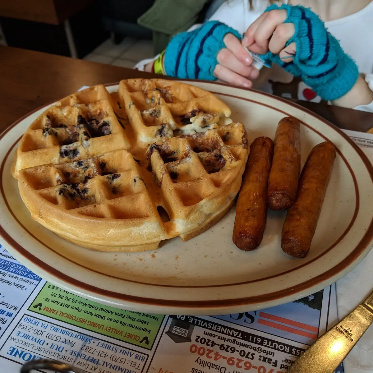 Chocolate Waffle with Turkey Sausage