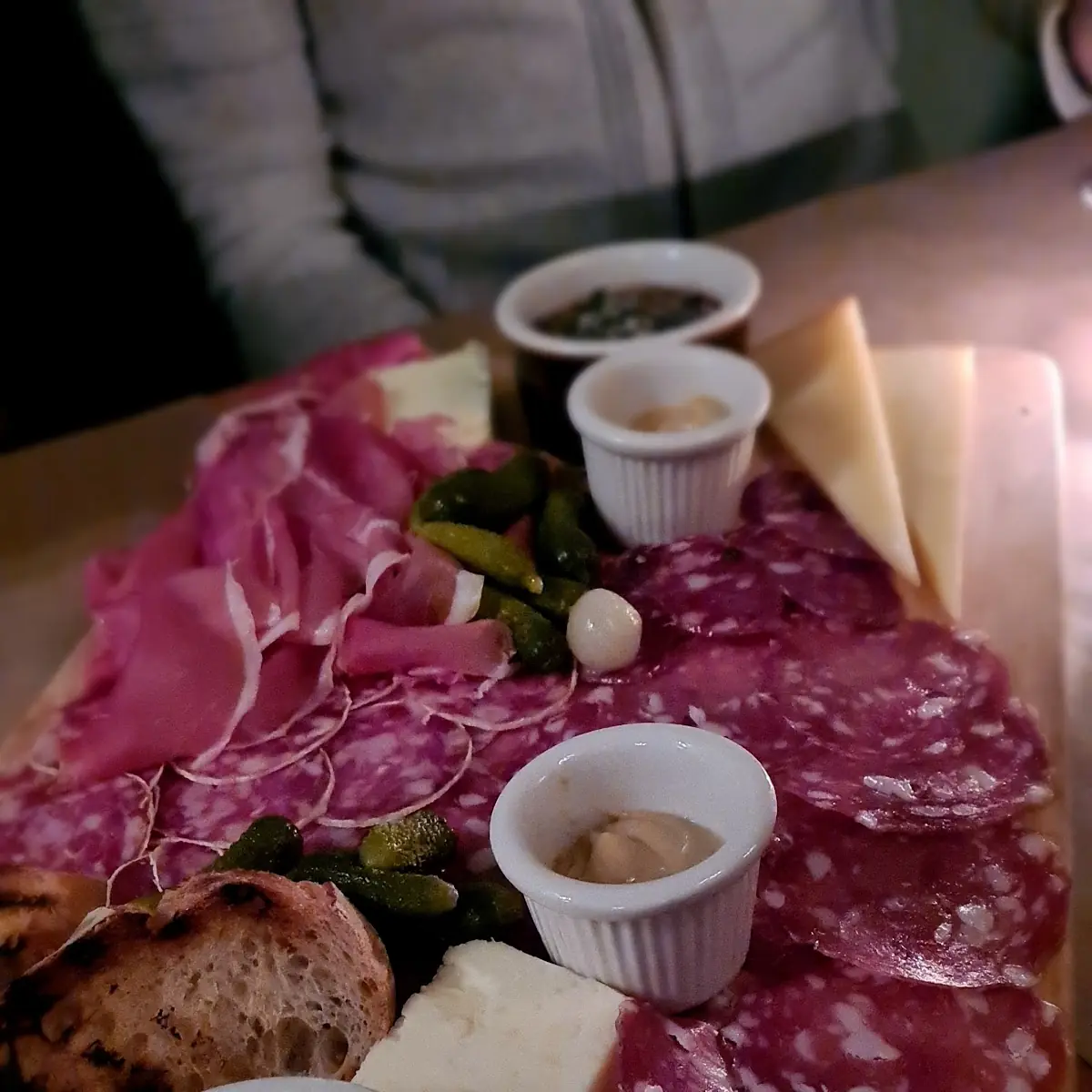 Charcuterie Board with Wine and Bread