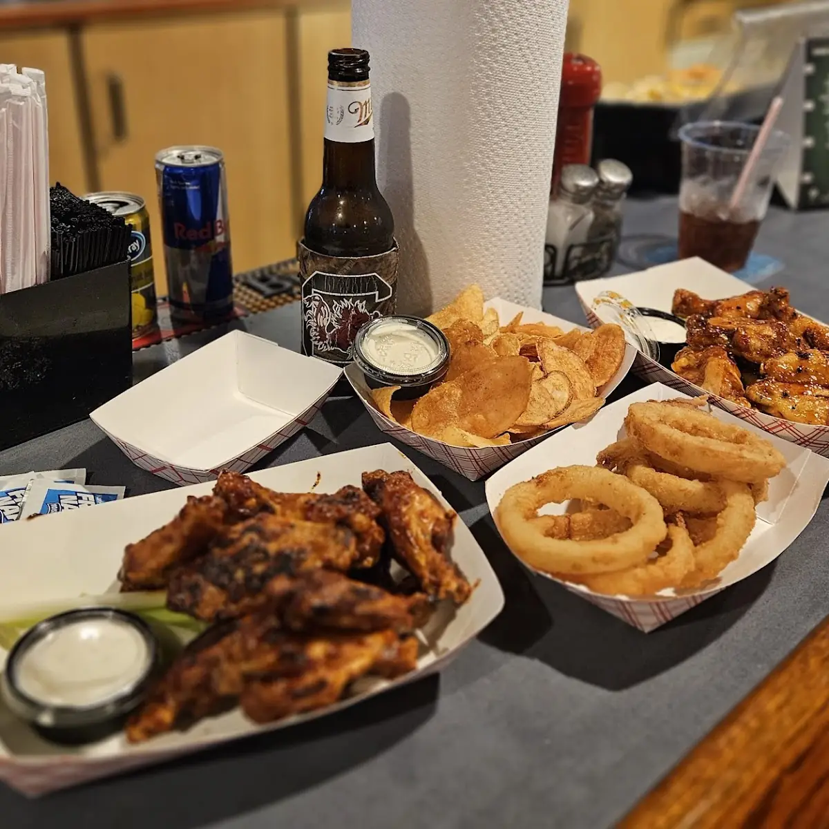 Wings Chips and Onion Rings
