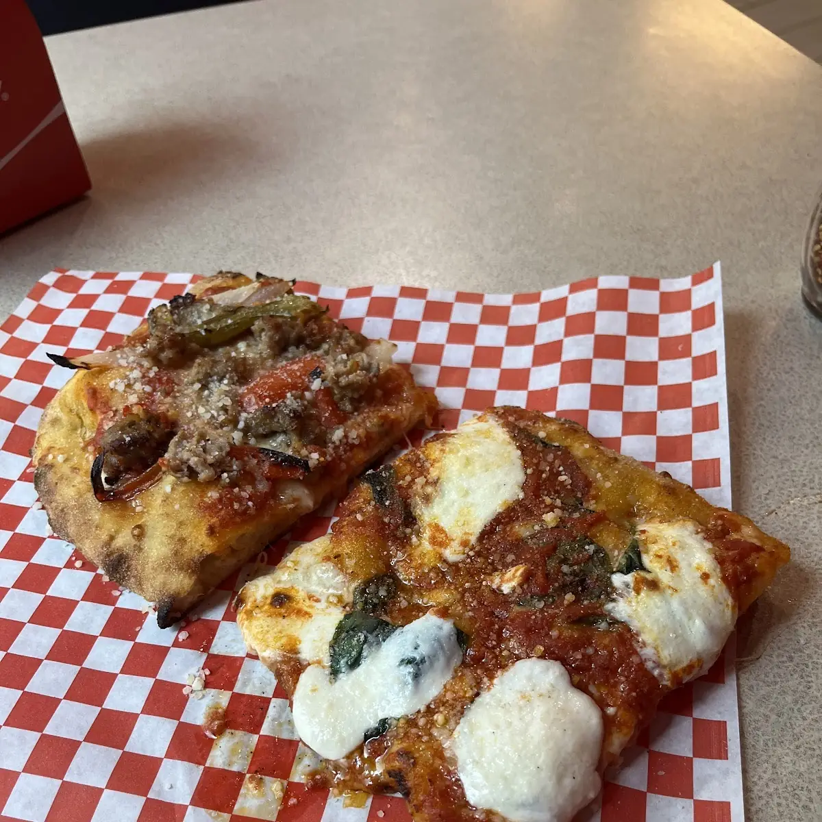 Margherita Pizza Slice & Funghi Slice