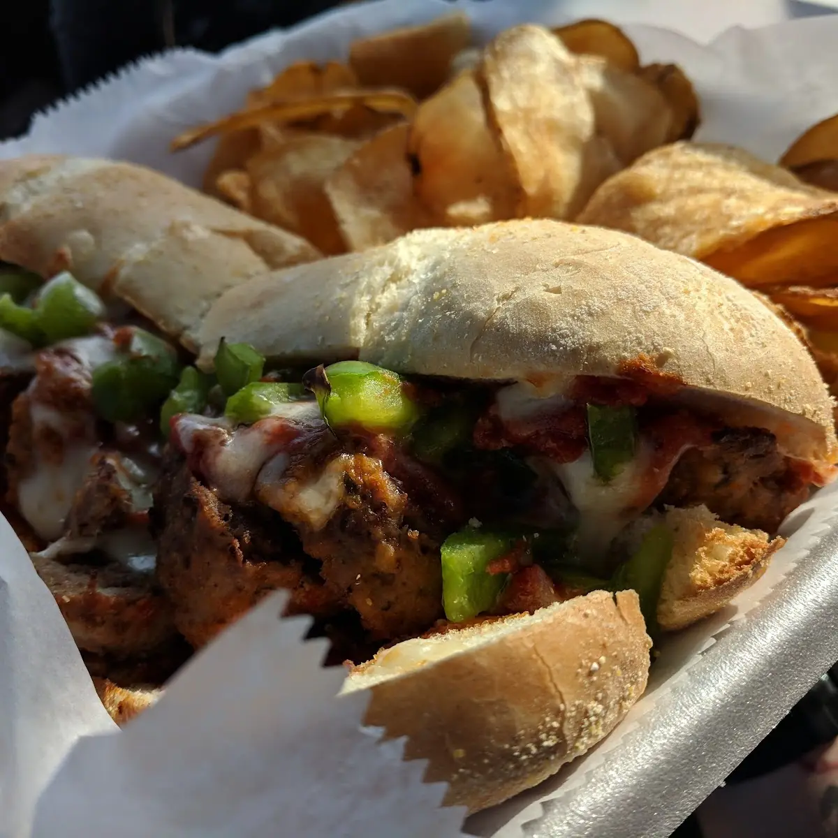 Meatball Sub with Homemade Chips