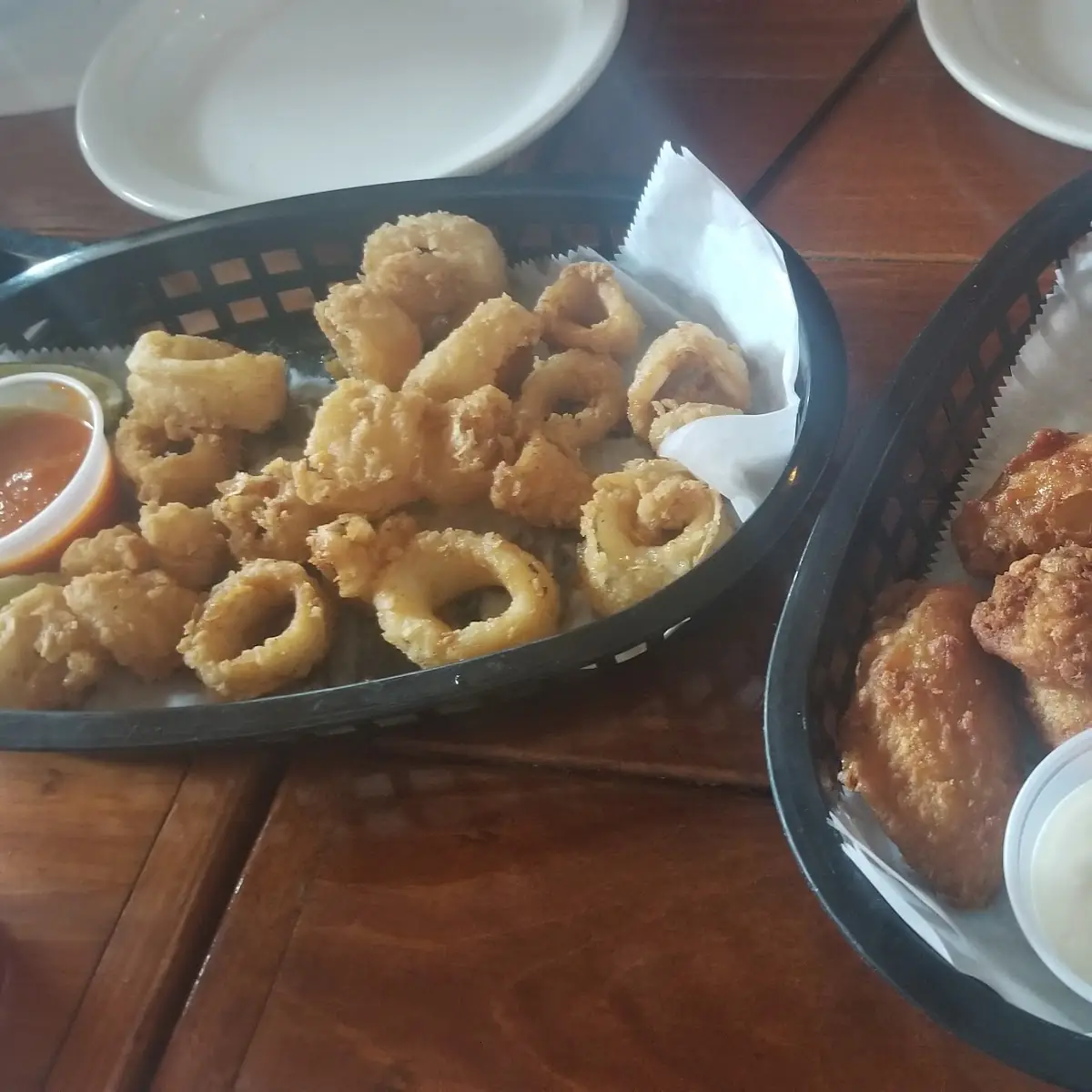 Fried Calamari and Chicken Wings
