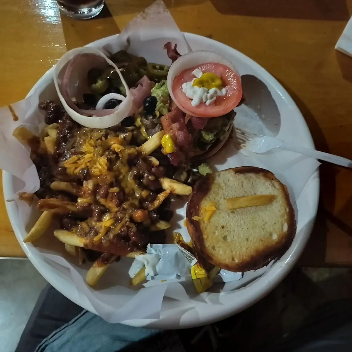 Double Cheeseburger and Fried Onion Rings