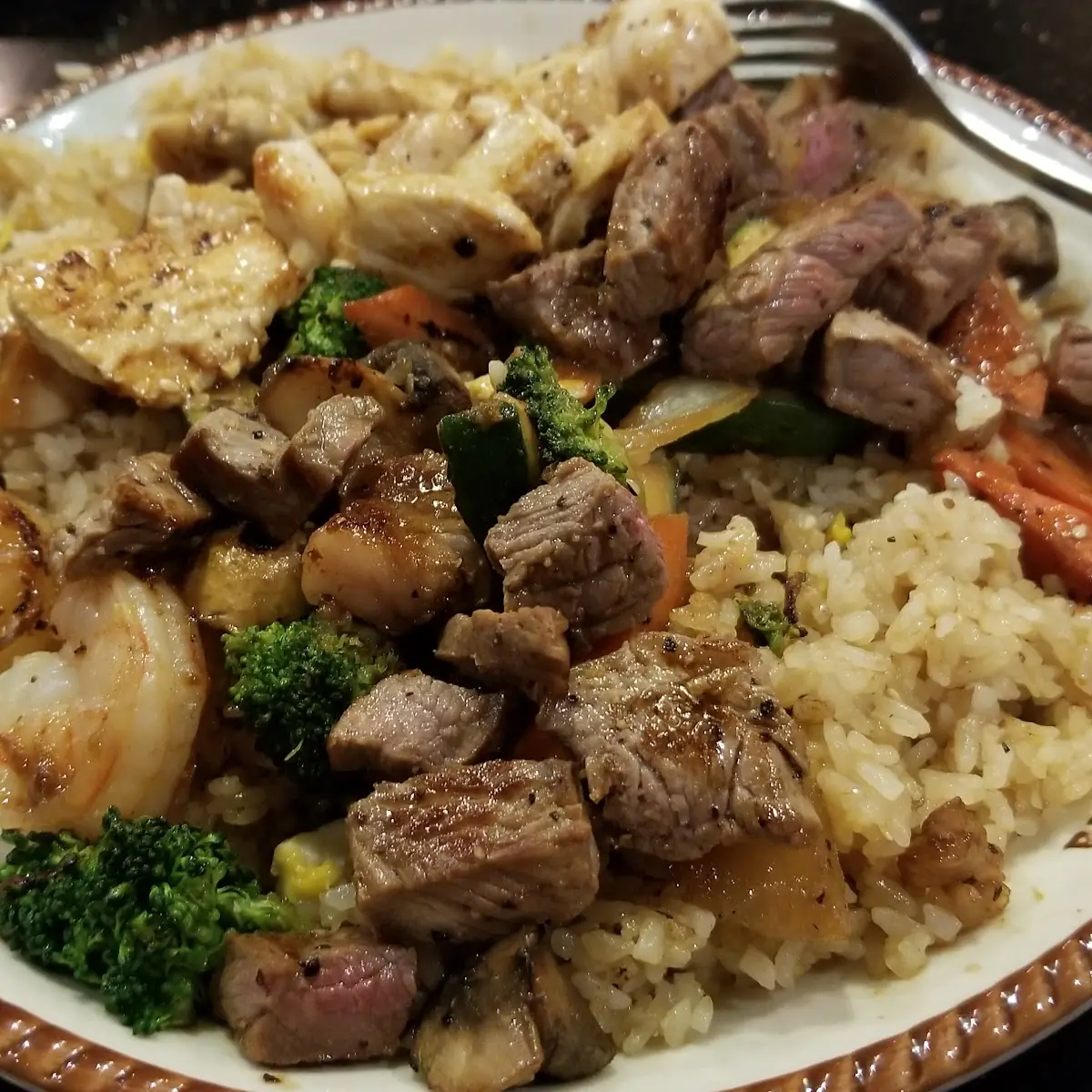 Steak and Chicken with Fried Rice