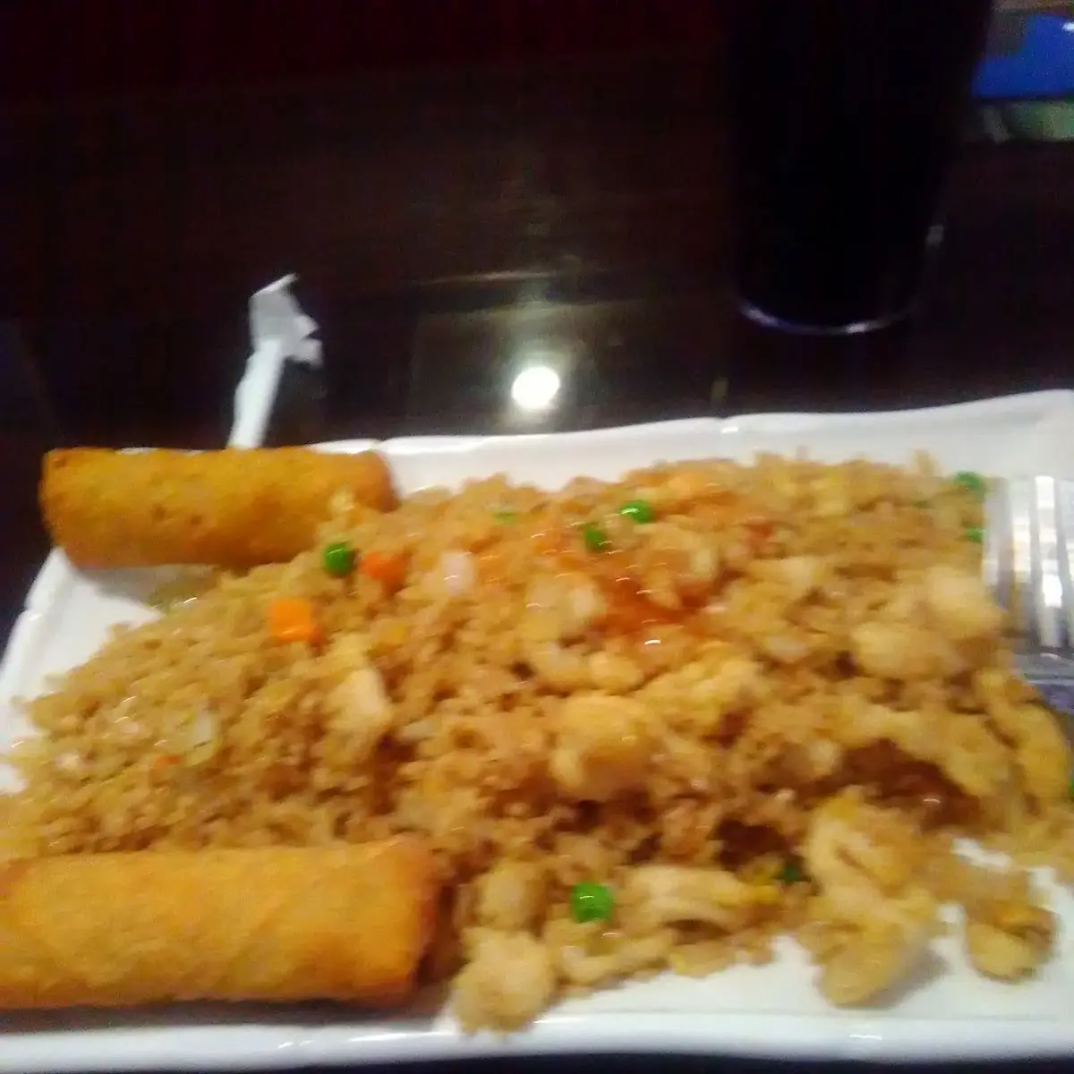 Chicken Fried Rice with Egg Rolls