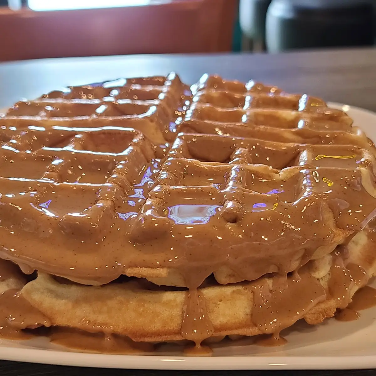 Peanut Butter Covered Waffles