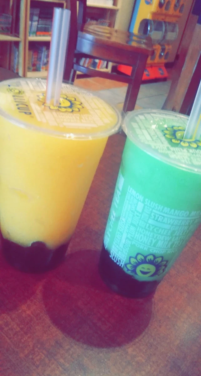 Mango Slush with Bobba & Green Apple Slush with Bobba