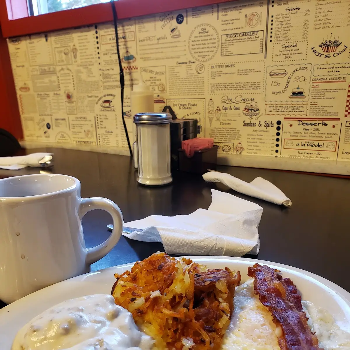 Eggs Bacon Biscuits & Gravy