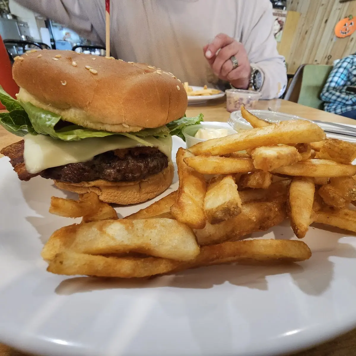 Logger Burger with Beer Batter Fries