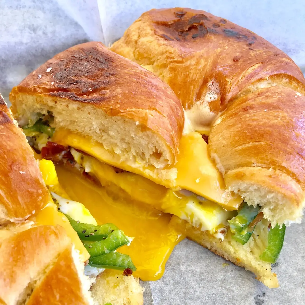 Croissant - One Egg, Ham, Bacon or Sausage