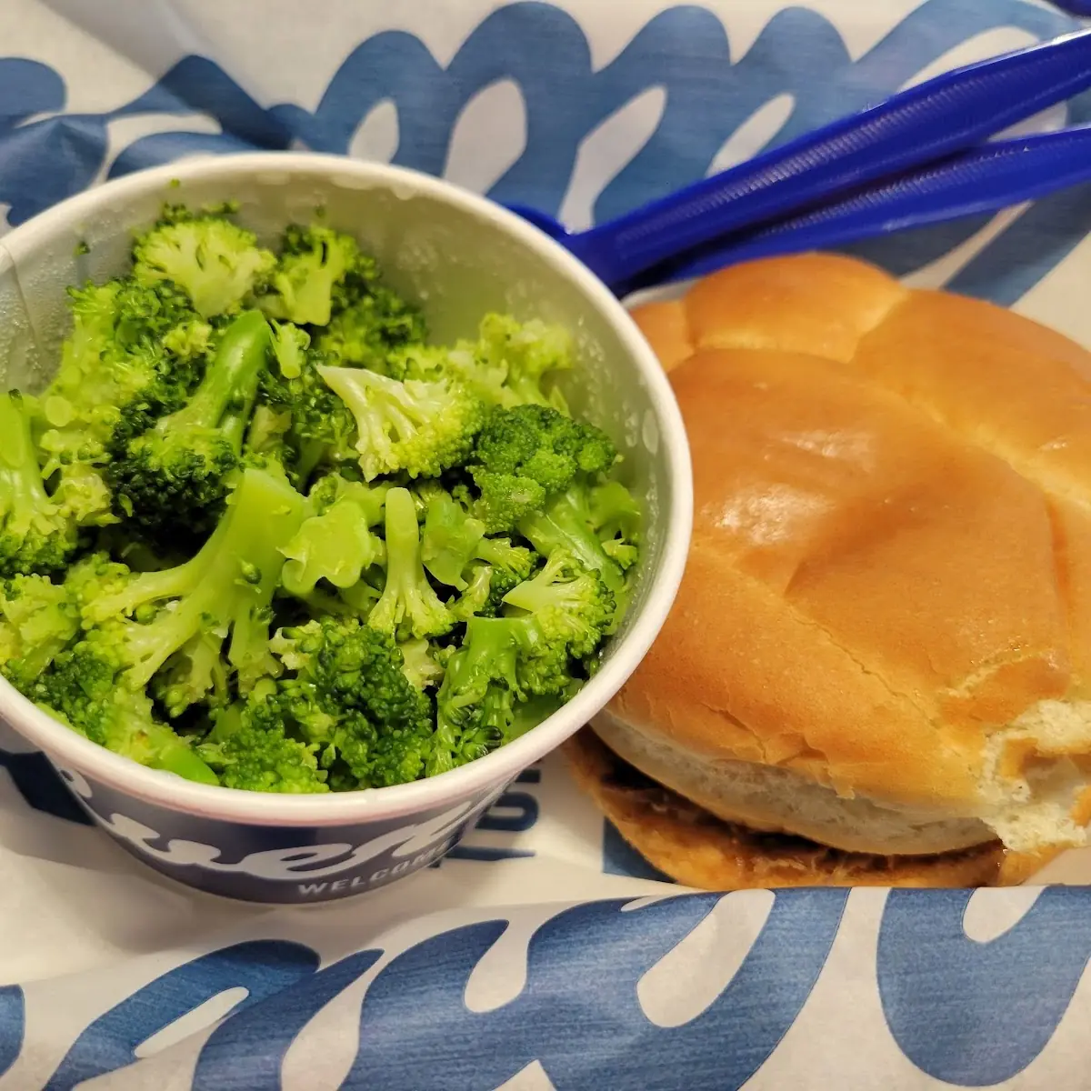 Pot Roast Sandwich with Steamed Broccoli
