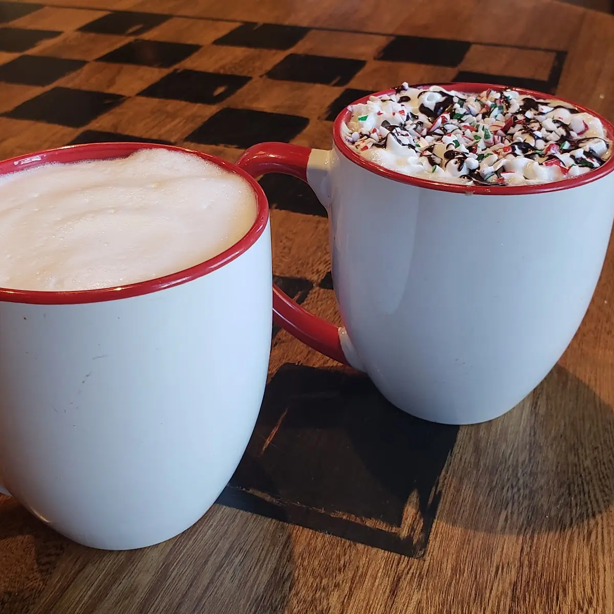 Cappuccino and Peppermint Mocha