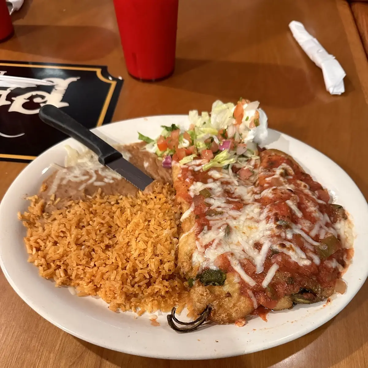 One Cheese Enchilada Taco & Chile Relleno