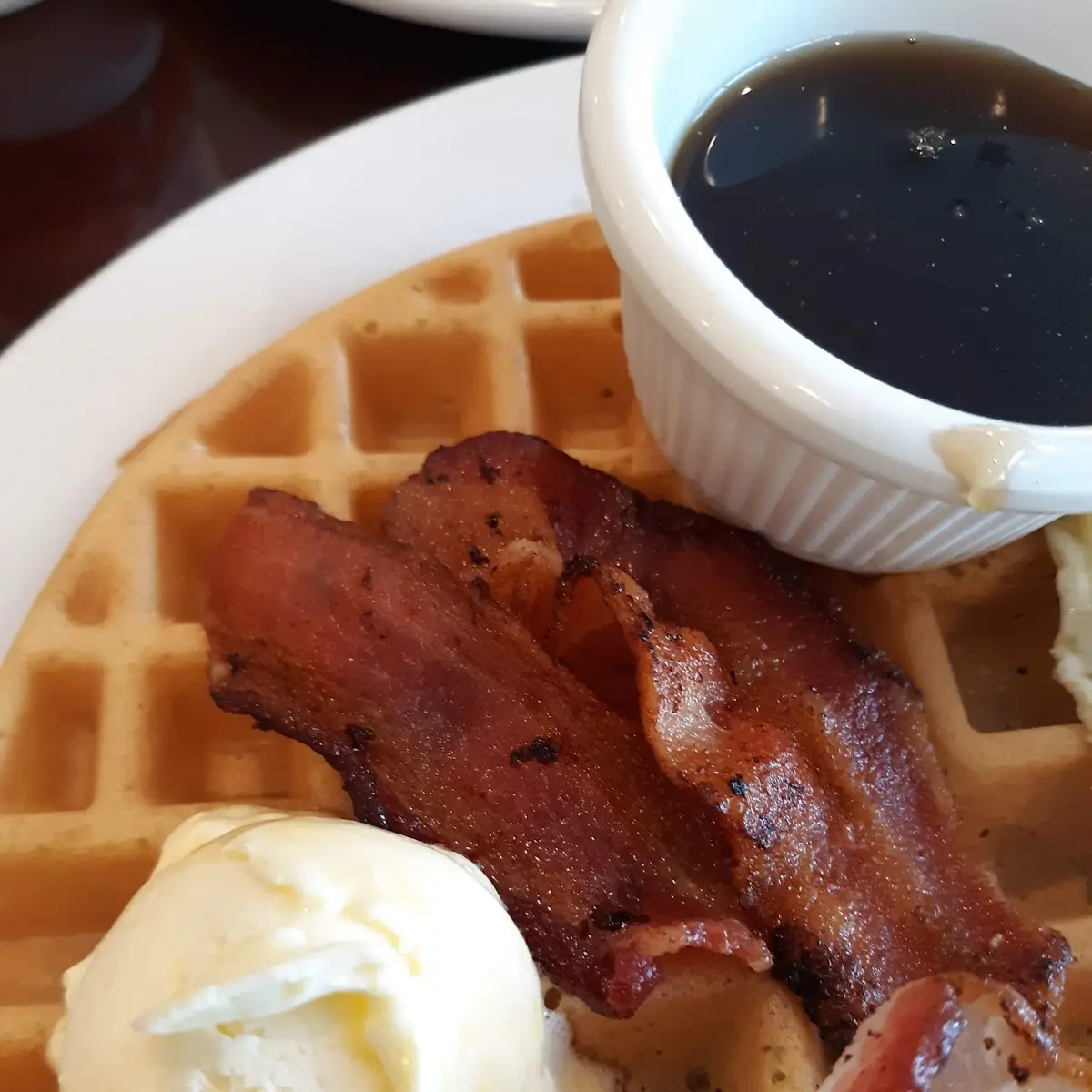 Pecan Bacon Waffle with Bacon on Top