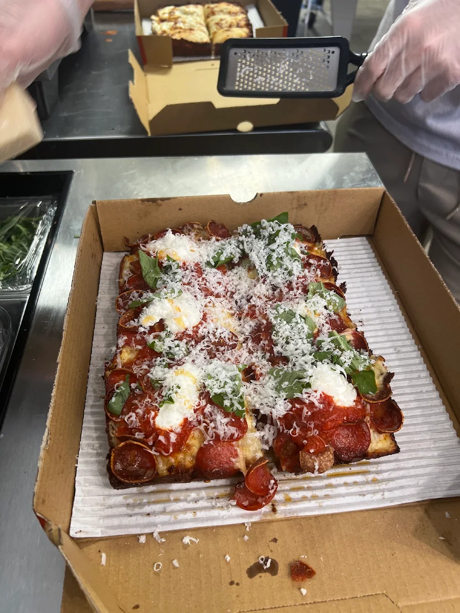 Pepperoni Square Pizza with Basil