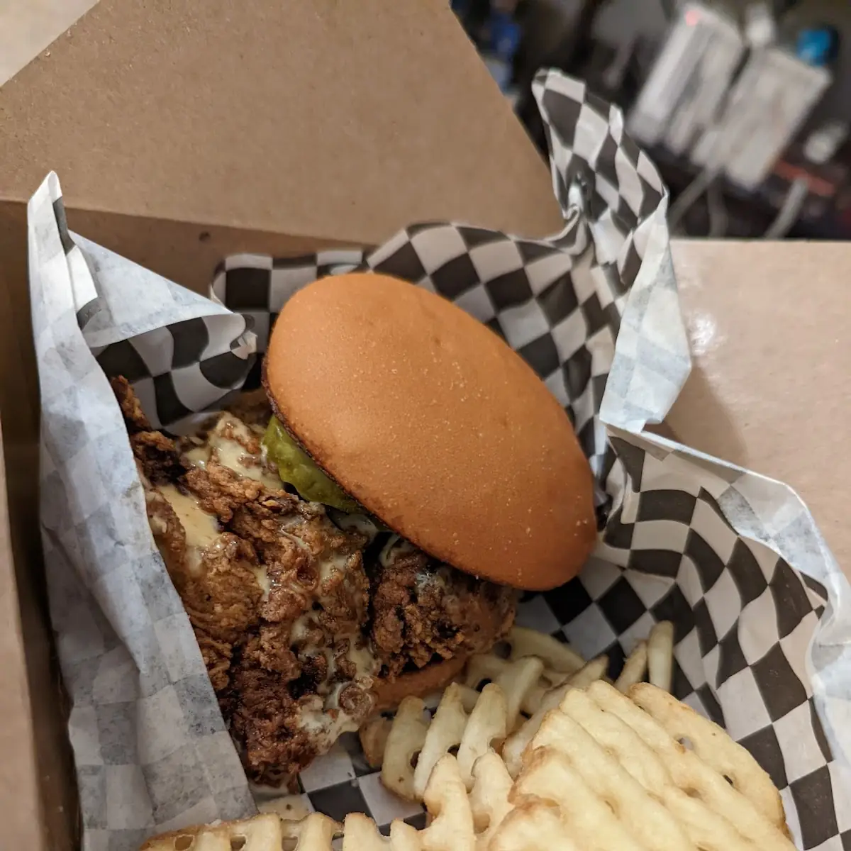 Gluten Free Fried Chicken Sandwich with Waffle Fries